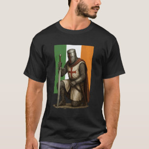 Katholieke Ierse Kruisvaarder met Ierse Vlag T-shirt