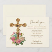 Katholieke Jezus Bloemenbegrafenis Condoleance Sym Bedankkaart (Voorkant / Achterkant)