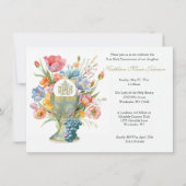 Katholieke Jezus Eerste Communie Bloemen Uitnodigi Kaart (Voorkant)