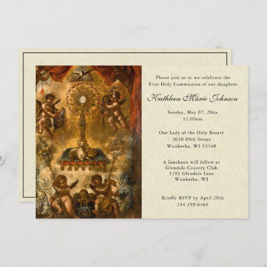 Katholieke Jezus Eerste Uitnodigingen van de Commu (Voorkant / Achterkant)