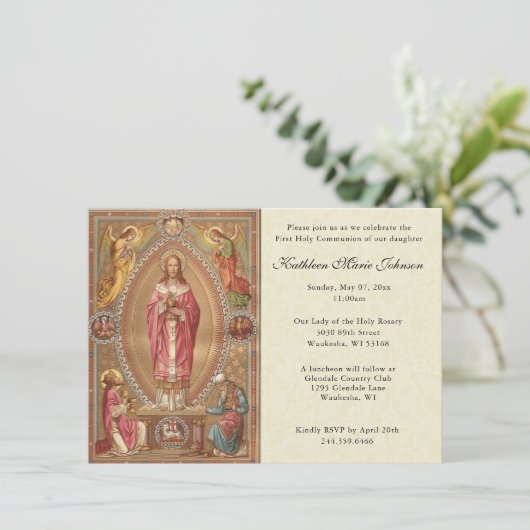 Katholieke Jezus Eerste Uitnodigingen van de Commu (Staand voorkant)