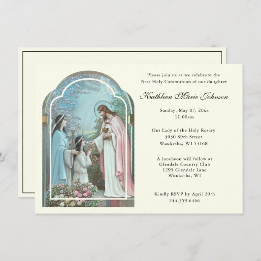 Katholieke Jezus Eerste Uitnodigingen van de Commu (Voorkant / Achterkant)