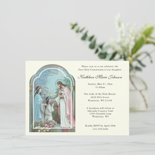 Katholieke Jezus Eerste Uitnodigingen van de Commu (Staand voorkant)