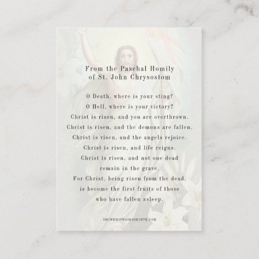Katholieke Jezus Eucharist Angels Prayer Pasen Visitekaartje (Achterkant)
