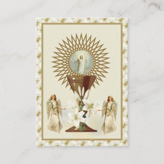 Katholieke Jezus Eucharistie Engelen Gebed Pasen Visitekaartje (Voorkant)