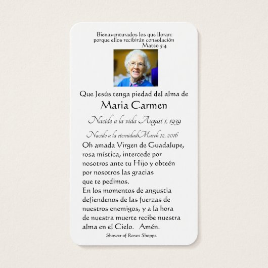 Katholieke Jezus Funeral Memorial Heilige Kaart (Achterkant)