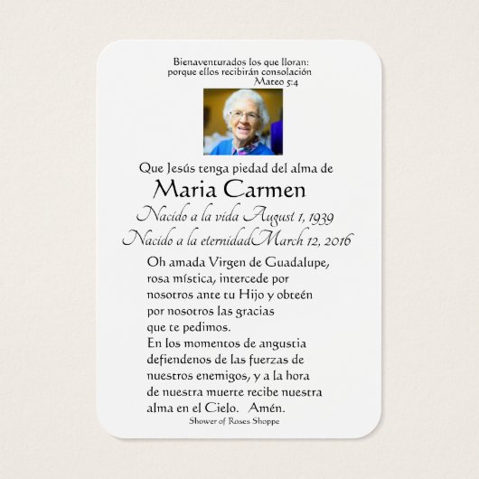 Katholieke Jezus Funeral Memorial Heilige Kaart (Achterkant)