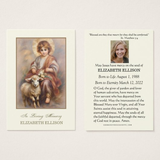 Katholieke Jezus Goede Herder Begrafenis Kaart (Voorkant /achterkant)