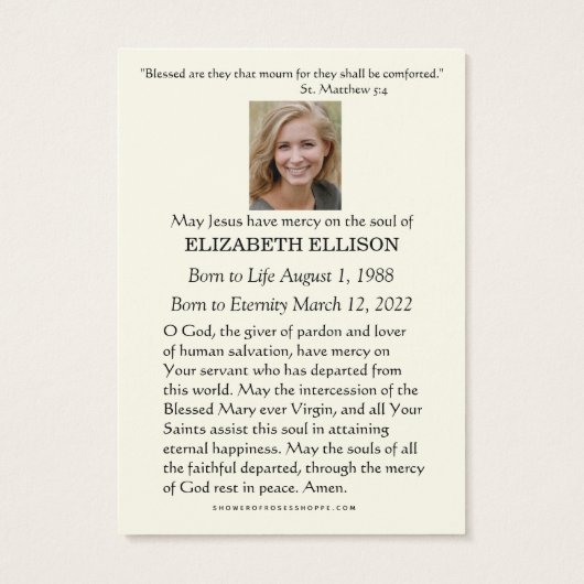 Katholieke Jezus Goede Herder Begrafenis Kaart (Achterkant)