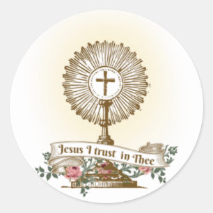 Katholieke Jezus I TRUST Religieuze EUcharist Ronde Sticker