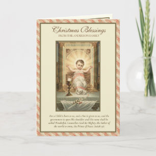 Katholieke Jezus Kerstmis Schrift VIrgin Mary Feestdagen Kaart