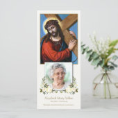 Katholieke Jezus Kruis Begrafenis Dankkaart (Staand voorkant)