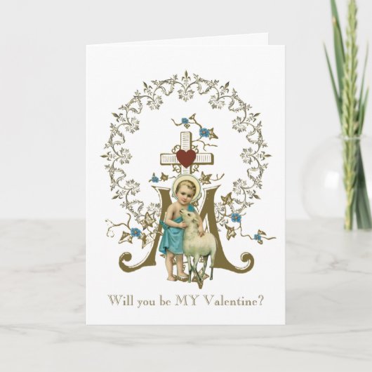 Katholieke Jezus met Lamb Marian Religieuze Kruis Kaart (Voorkant)