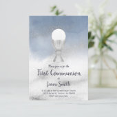 katholieke jongen eerste communiqué waterverf marm kaart (Staand voorkant)