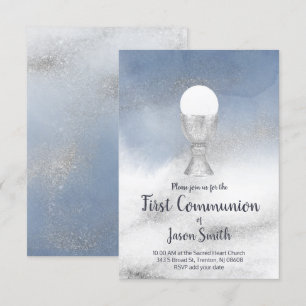 katholieke jongen eerste communiqué waterverf marm kaart