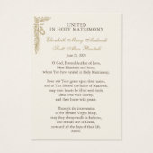 Katholieke Kaart van het huwelijksgebed Betrothal (Achterkant)