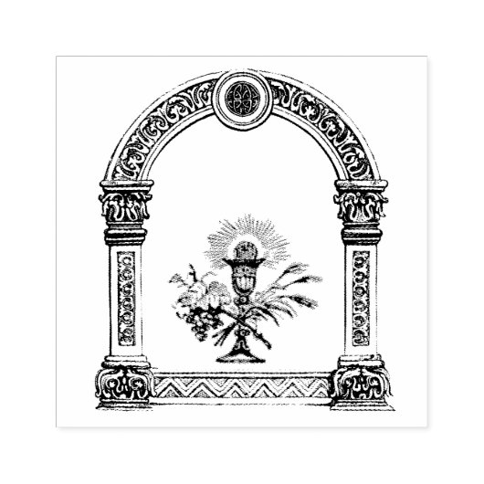 Katholieke Kelk Host Saksisch Lijst Religieus Rubberstempel (Afrduk)