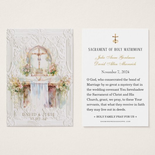 Katholieke Kerk Altaar Huwelijksgebed Kaart (Voorkant /achterkant)