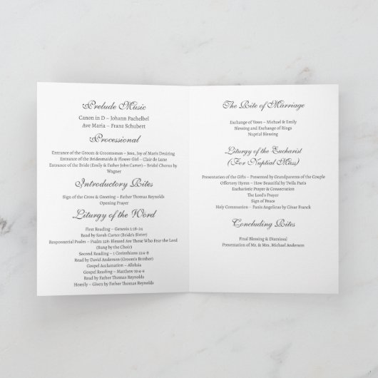 Katholieke Kerk trouwprogramma Programma (Binnen)