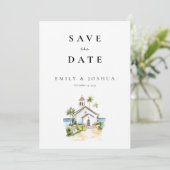 Katholieke Kerk Waterverf Bruiloft Save The Date (Staand voorkant)