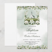 Katholieke Kerk waterverf Lelies & rozen Doop Kaart (Voorkant / Achterkant)