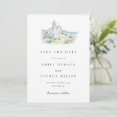 Katholieke Kerk Waterverf Trouwdag Save The Date (Staand voorkant)