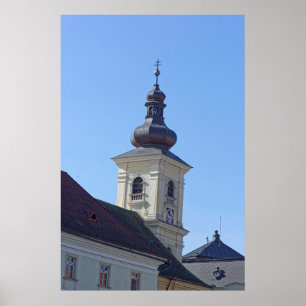 Katholieke kerktoren Sibiu Roemenië Poster