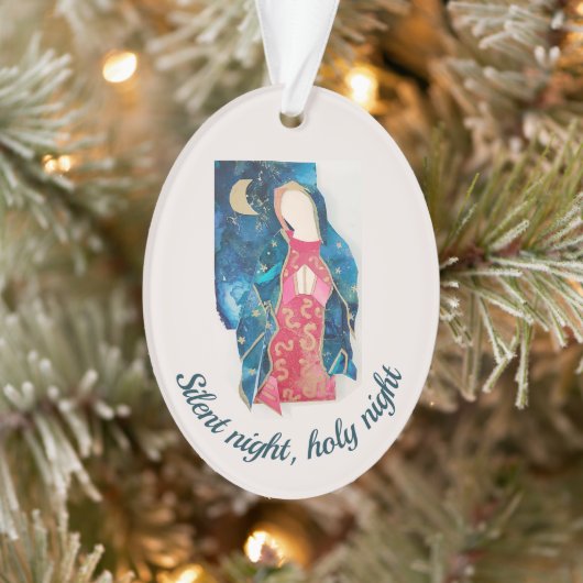 Katholieke Kerst 2022 Zilzame Night Blessed Mary Ornament (Boom)