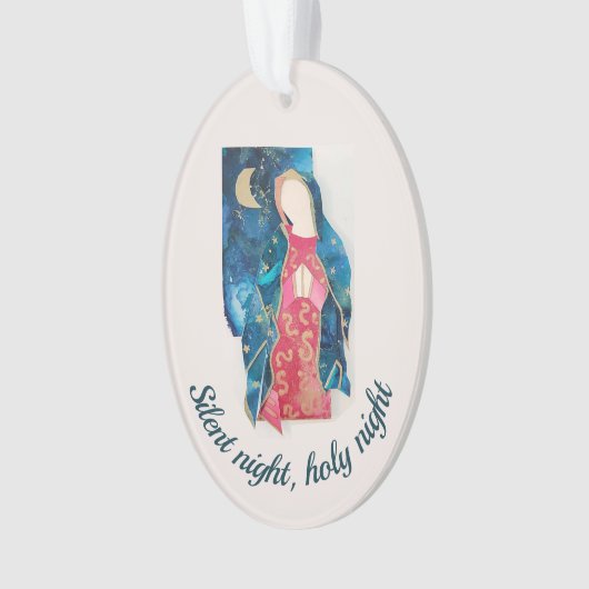 Katholieke Kerst 2022 Zilzame Night Blessed Mary Ornament (voorkant)