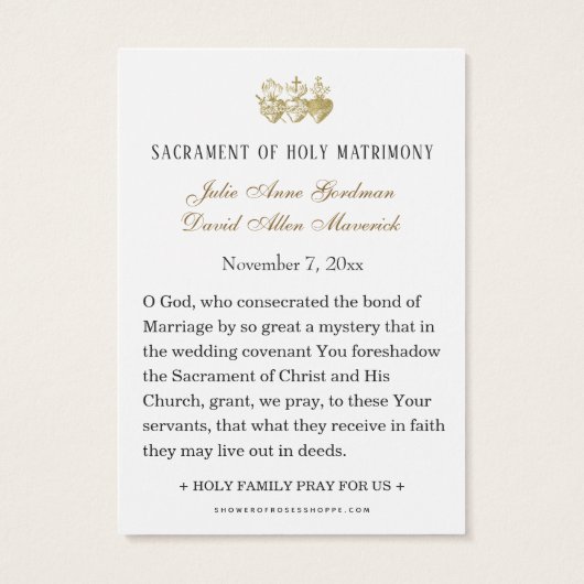 Katholieke Kerst Bruiloft Gebed Heilige Kaart (Achterkant)