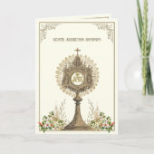 Katholieke Kerst Eucharistie Poinsettia Bloemen Feestdagen Kaart (Voorkant)