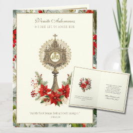Katholieke Kerst Eucharistie Poinsettia Bloemen Feestdagen Kaart