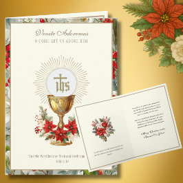 Katholieke Kerst Eucharistie Poinsettia Bloemen Feestdagen Kaart