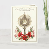 Katholieke Kerst Eucharistie Poinsettia Bloemen Feestdagen Kaart (Voorkant)