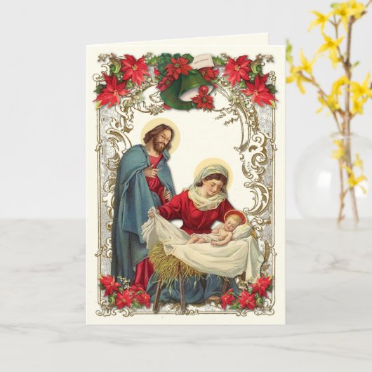 Katholieke Kerst Jezus Mary Joseph Rosary Kaart (Gele Bloem)