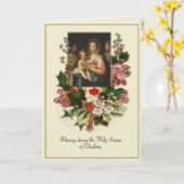 Katholieke Kerst Maagd Maria Jezus Bloemen Kaart (Gele Bloem)