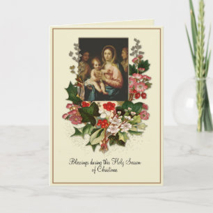 Katholieke Kerst Maagd Maria Jezus Bloemen Kaart