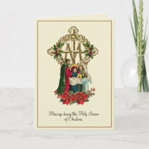Katholieke Kerst- Maria Jezus Bloemkaart Kaart