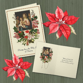 Katholieke Kerst- Maria Jezus Bloemkaart Kaart