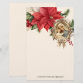 Katholieke Kerst Maria Jezus Poinsettias Briefpapier (Voorkant / Achterkant)