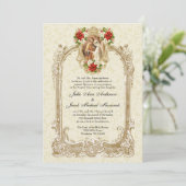 KATHOLIEKE KERST POINSETTIA BRUILOFT UITNODIGINGEN (Staand voorkant)