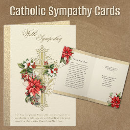 Katholieke Kerst Sympathie Rouw Poinsettia Kaart