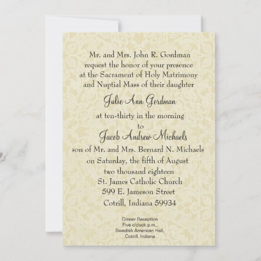 Katholieke Kerst Traditionele Bruiloft Uitnodiging (Achterkant)