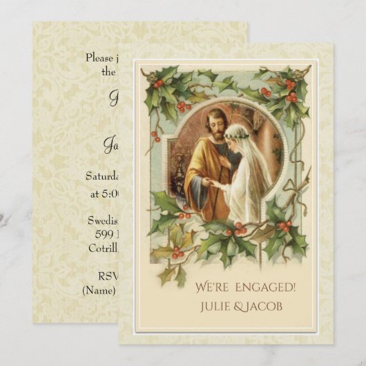 Katholieke Kerst Verloving Aankondiging (Voorkant / Achterkant)