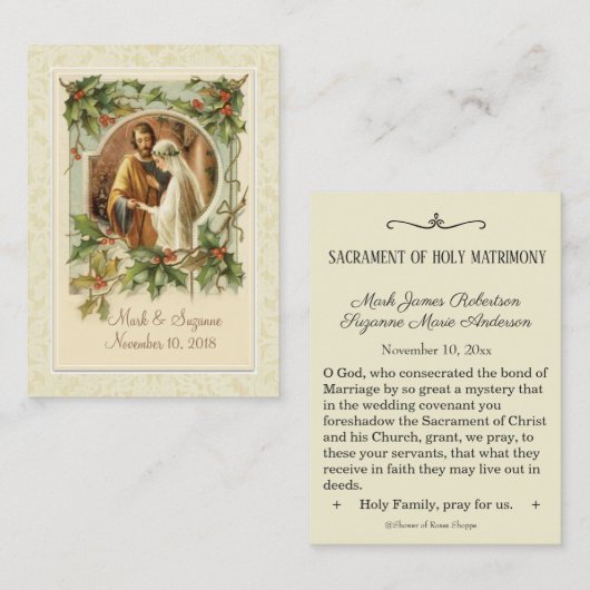 Katholieke Kerstbruiloft Maria Jozef Heilige Kaart Visitekaartje (Voorkant / Achterkant)