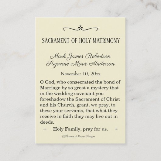 Katholieke Kerstbruiloft Maria Jozef Heilige Kaart Visitekaartje (Achterkant)