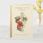 Katholieke Kerstmis Sympathie Condoleance Poinsett Kaart (Gele Bloem)