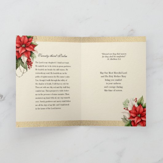 Katholieke Kerstmis Sympathie Condoleance Poinsett Kaart (Binnen)