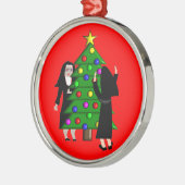 Katholieke kerstversiering Nuns Metalen Ornament (Links)