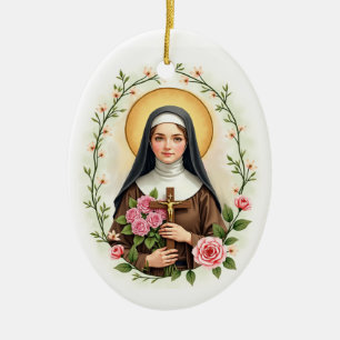 Katholieke kerstversiering Sint Theresia van Lisie Keramisch Ornament